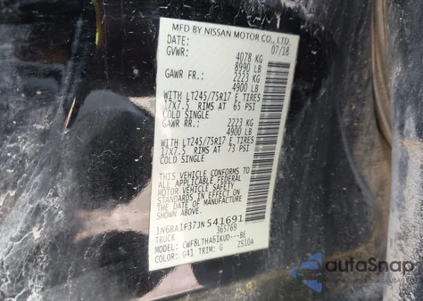 2018 Nissan Titan Xd Sv Diesel из США, поврежденный, VIN 1N6BA1F37JN541691